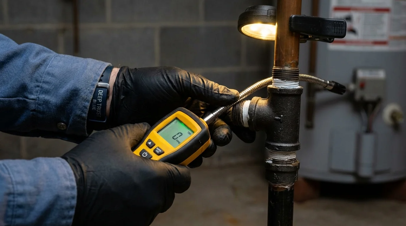 Gas leak detection with electronic sniffer by Johns Plumbing LLC in Darien